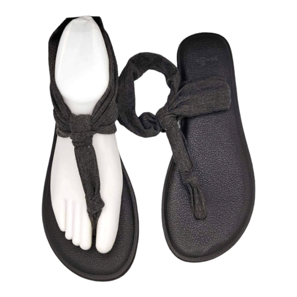 Sanuk Shoes - Sanuk Fabric Sandals Black Size 6/37 EU Ankle Strap Thong